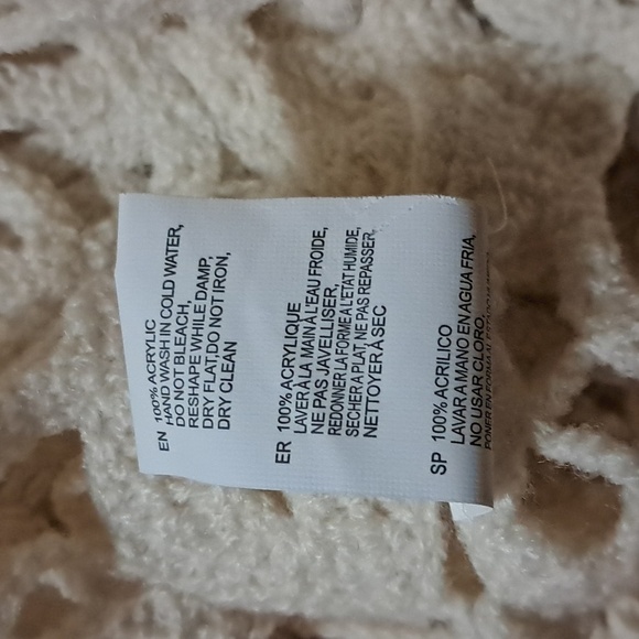 Cloth By Design Cream Crochet Long Sleeve Top Beachy Artsy Logenlook Preowned - Picture 11 of 13